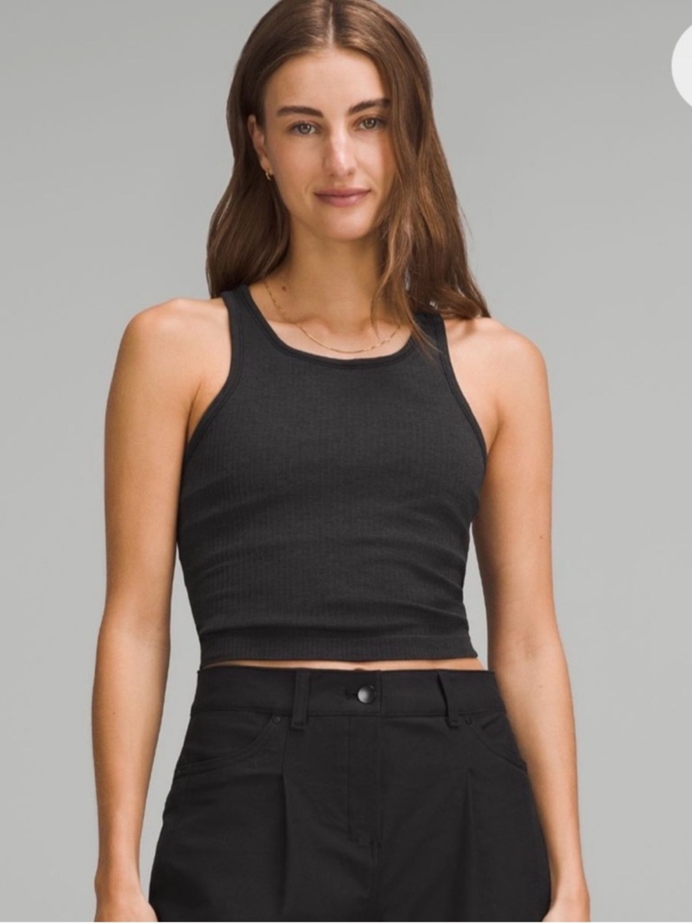 lululemon athletica Black Ribbed Cropped Tank